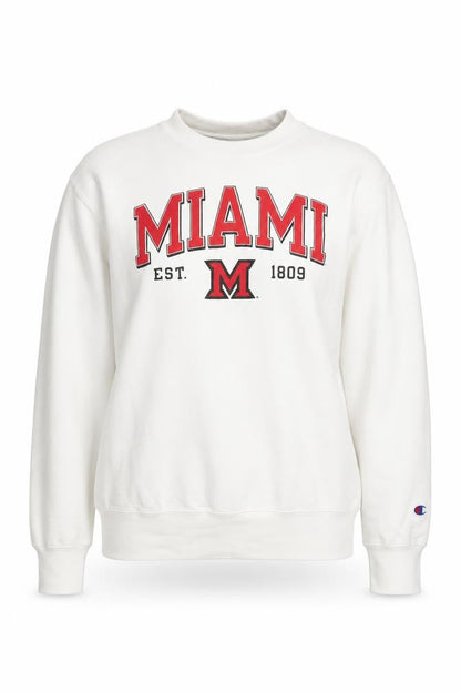 Front view of Champion White Pullover Sweatshirt for unisex adults m