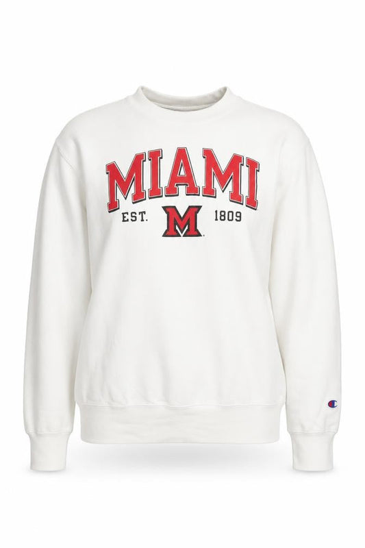 Front view of Champion White Pullover Sweatshirt for unisex adults m