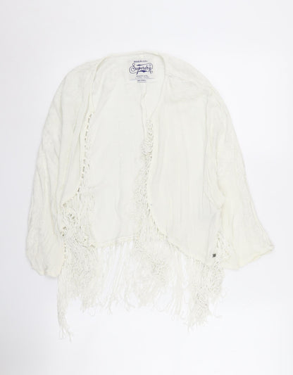 Superdry Women's White Shrug with Fringe Accents XS