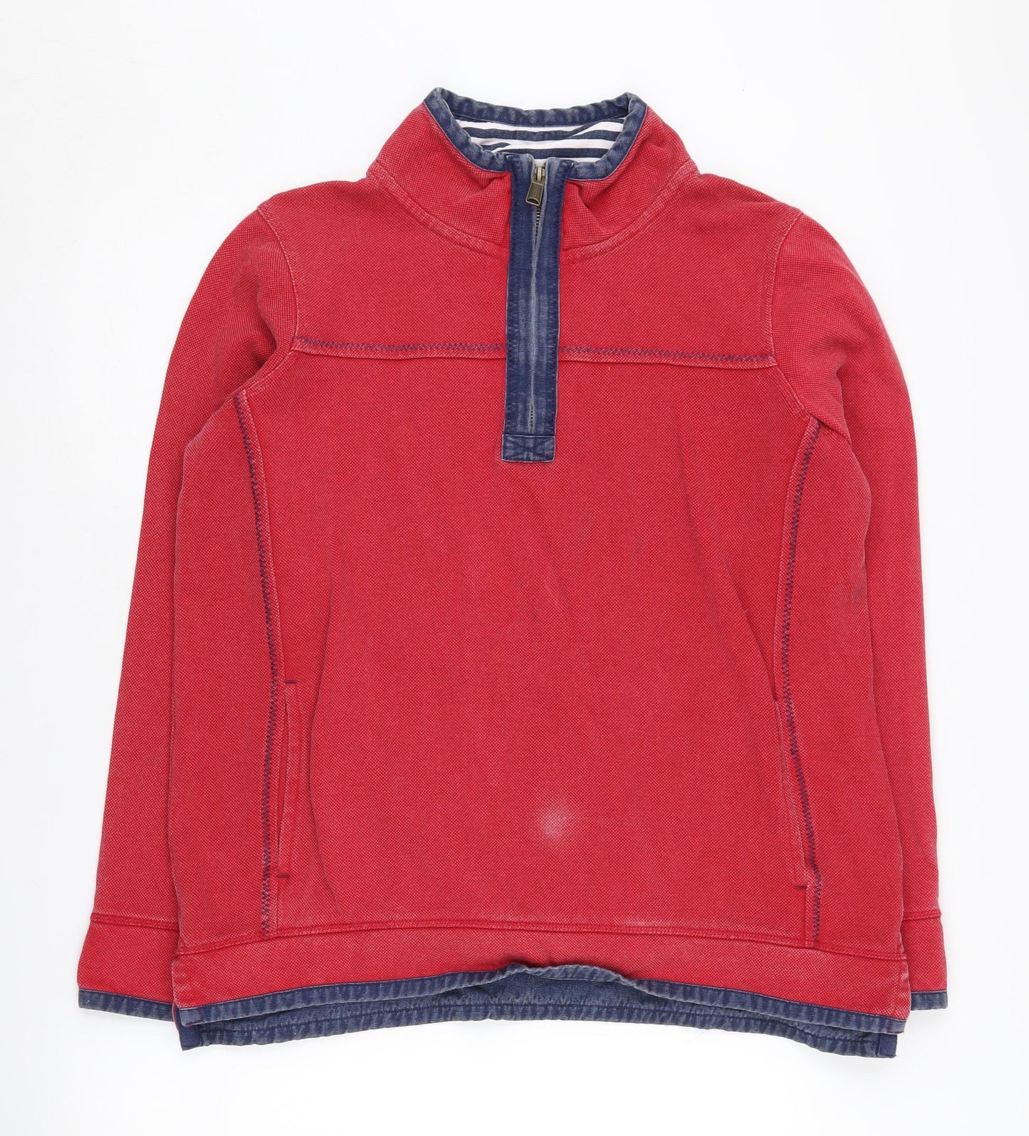 Unisex Adults UK Size 16 Fat Face Red Henley Sweatshirt