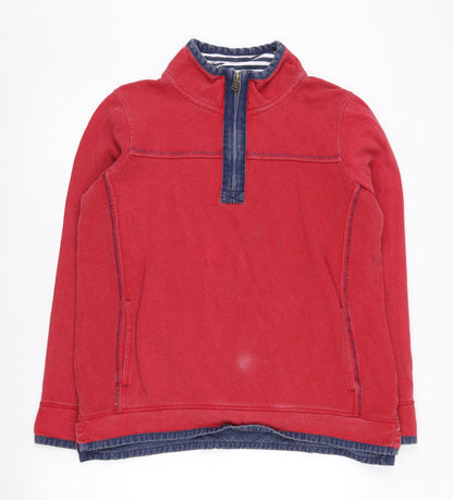 Unisex Adults UK Size 16 Fat Face Red Henley Sweatshirt