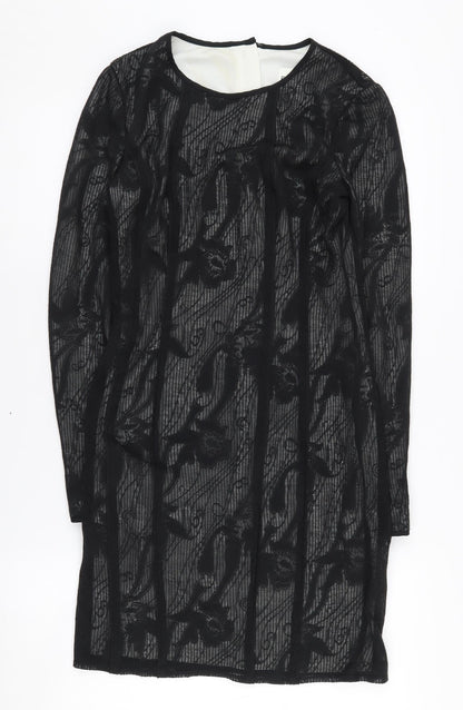 REISS Women's Black Lace Dress, Size 8, Long Sleeve