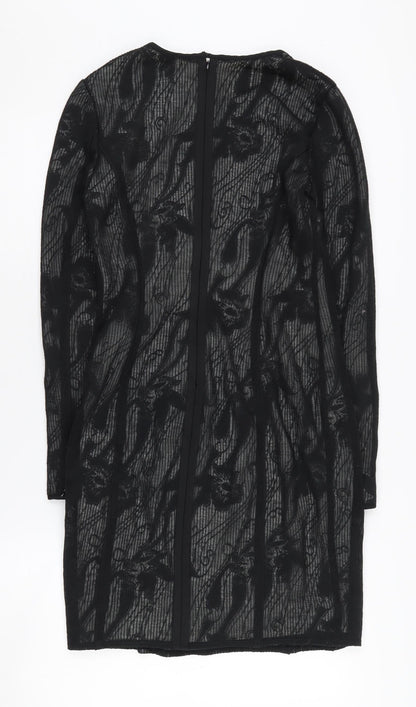 REISS Women's Black Lace Dress, Size 8, Long Sleeve