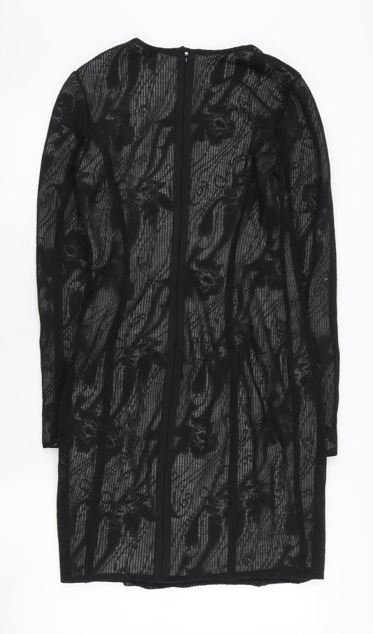 REISS Women's Black Lace Dress, Size 8, Long Sleeve