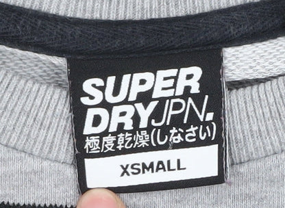Superdry Men's XS Grey Yellow Sweatshirt Crew Neck Sports