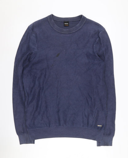 Mens UK Size L HUGO BOSS Blue Pullover Sweatshirt