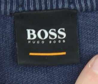 Mens UK Size L HUGO BOSS Blue Pullover Sweatshirt