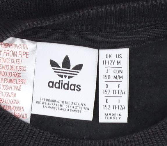 Adidas Boys Black Sweatshirt 11-12Y Lightweight Pullover