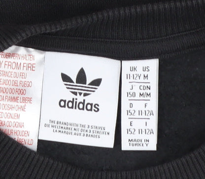 Adidas Boys Black Sweatshirt 11-12Y Lightweight Pullover