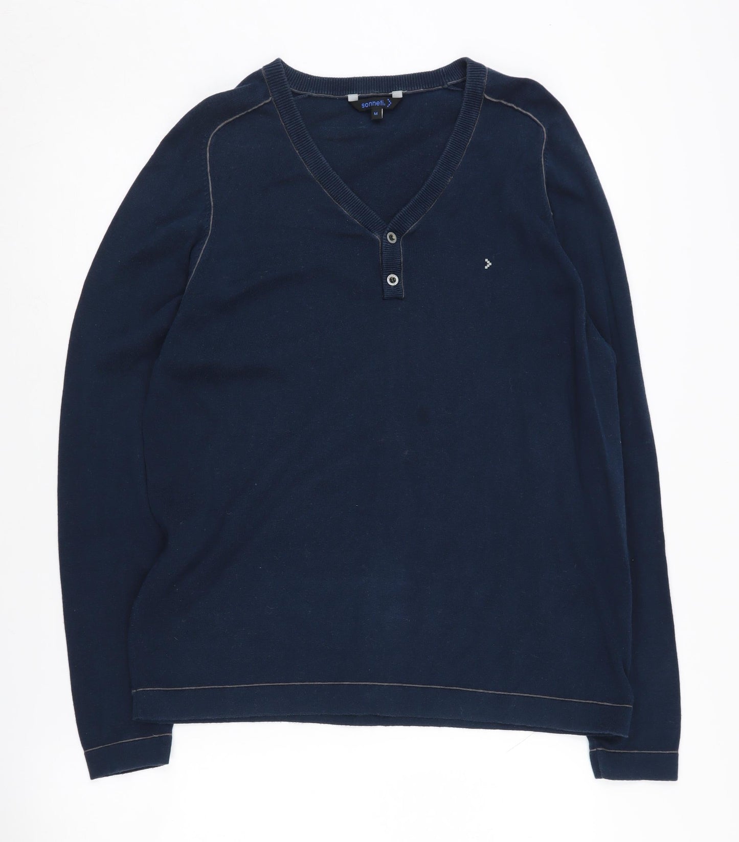 Sonneti Men's Blue Henley V-Neck Jumper M