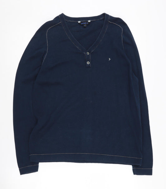 Sonneti Men's Blue Henley V-Neck Jumper M