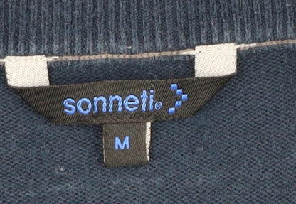 Sonneti Men's Blue Henley V-Neck Jumper M