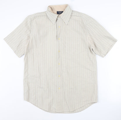 Dockers Men's Beige Striped Short Sleeve Shirt M