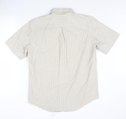 Dockers Men's Beige Striped Short Sleeve Shirt M