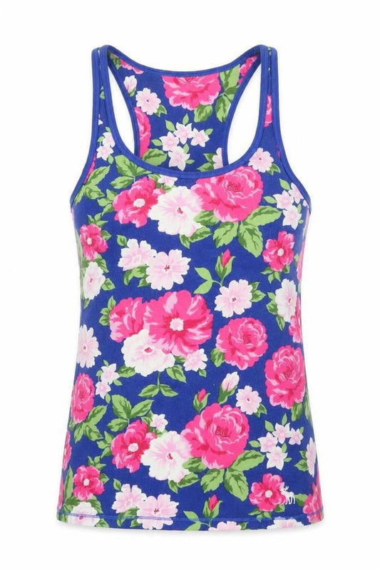 Front view of Abercrombie & Fitch Teens Blue Floral Tank Top XL
