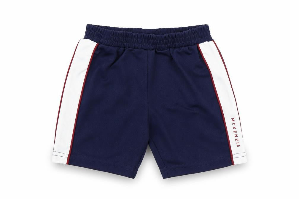 Front view of McKenzie unisex baby blue shorts 12-18 months activewear