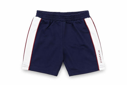 Front view of McKenzie unisex baby blue shorts 12-18 months activewear
