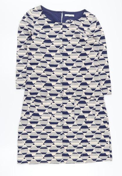 White Stuff Geometric Shift Dress Blue Size 10