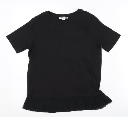 Whistles Women's Black Pleated T-Shirt, Size 6, Casual Chic