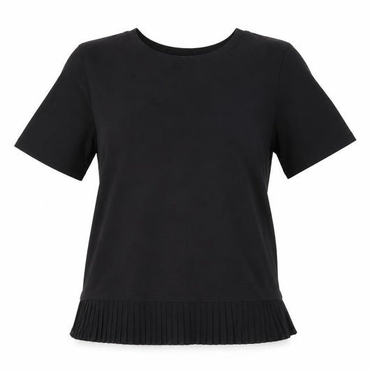 Whistles Women's Black Pleated T-Shirt, Size 6, Casual Chic