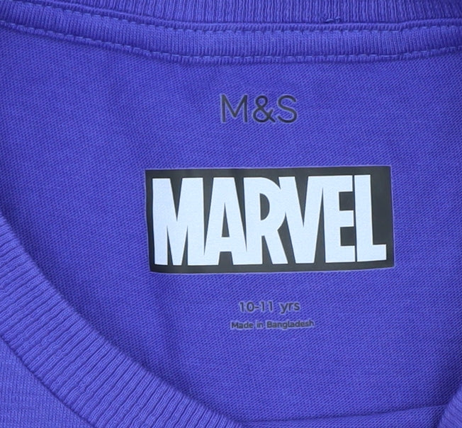 Marks and Spencer Girls Purple Marvel T-Shirt 10-11 Years