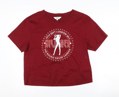 Womens UK Size M Tommy Hilfiger Red Cropped T-Shirt