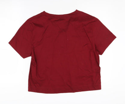 Womens UK Size M Tommy Hilfiger Red Cropped T-Shirt