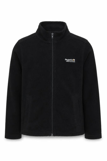 Front view of Regatta boys’ black full zip fleece jacket 9-10 years