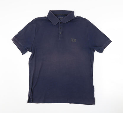 DKNY Men's Blue Polo Shirt - Size M, Cotton Mix