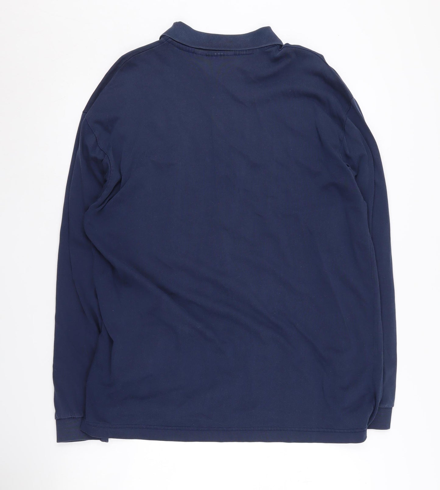 Viyella Men's Blue Polo Shirt Size L Long Sleeve Logo