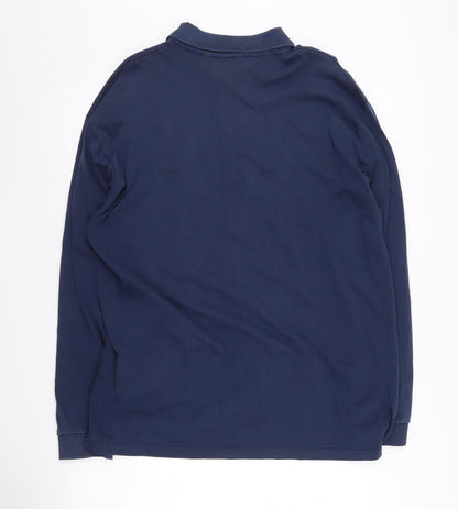 Viyella Men's Blue Polo Shirt Size L Long Sleeve Logo