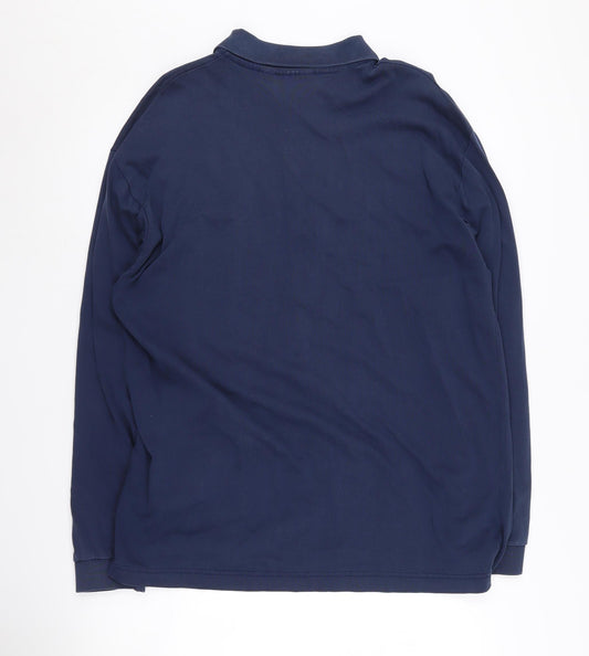 Viyella Men's Blue Polo Shirt Size L Long Sleeve Logo