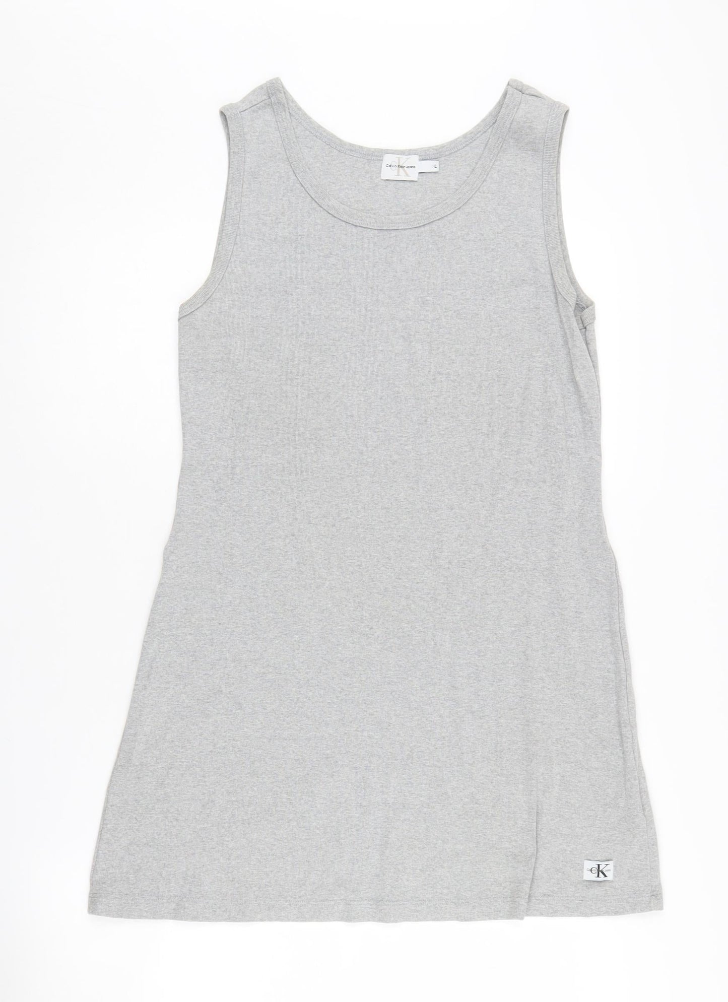 Calvin Klein Women's Grey Tank Dress L Sleeveless