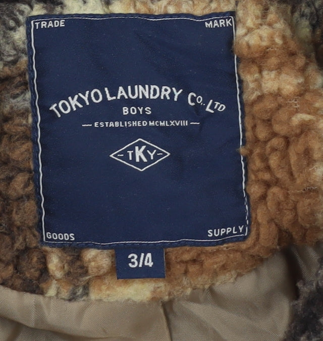 Tokyo Laundry Boys Brown Plaid Jacket 3-4 Years