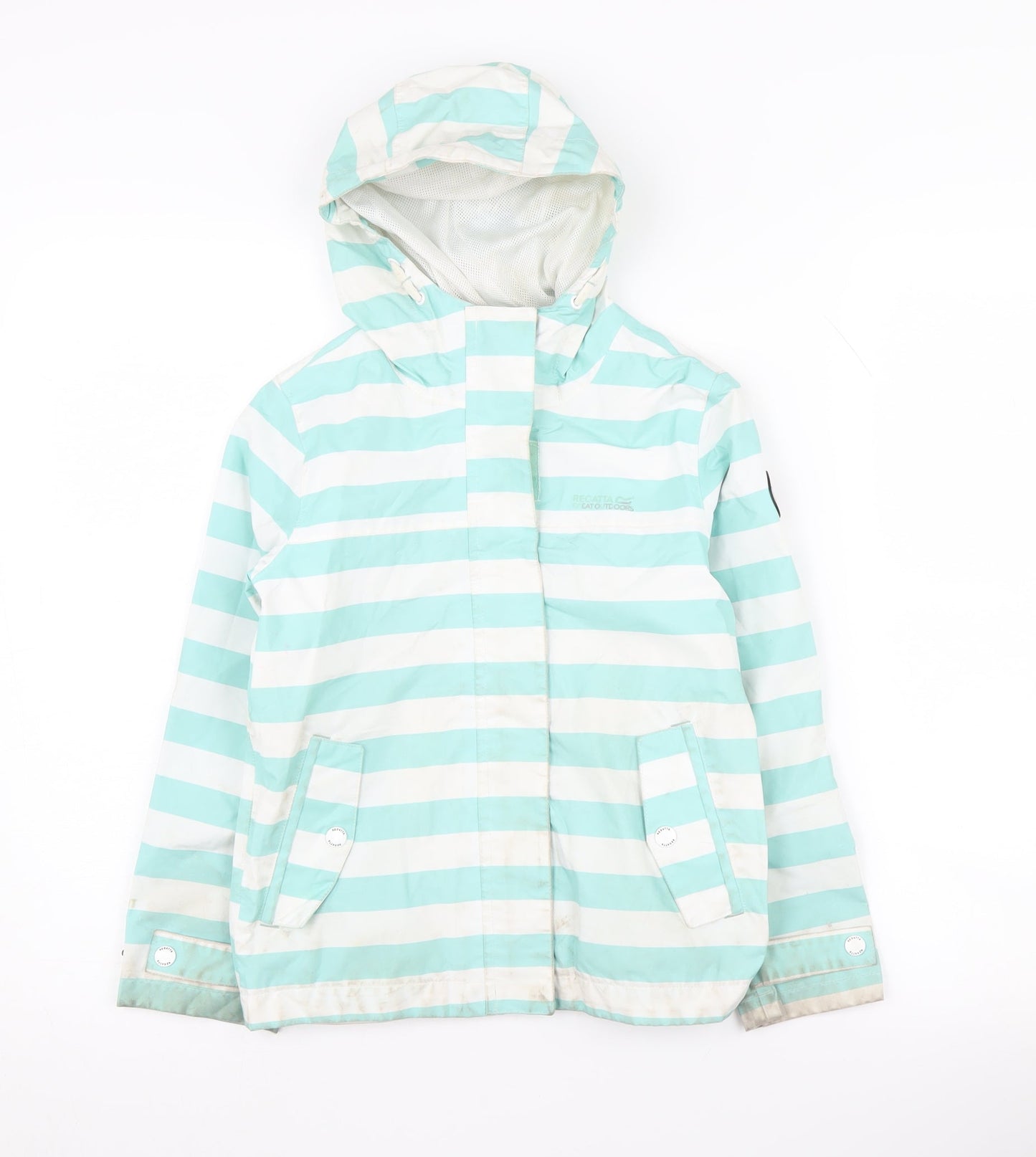 Regatta Girls Blue Striped Rain Coat, 8 Years