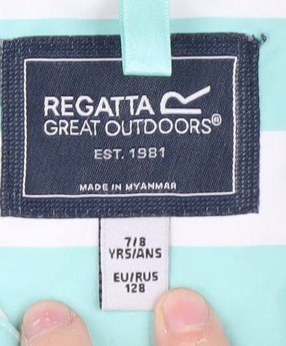 Regatta Girls Blue Striped Rain Coat, 8 Years