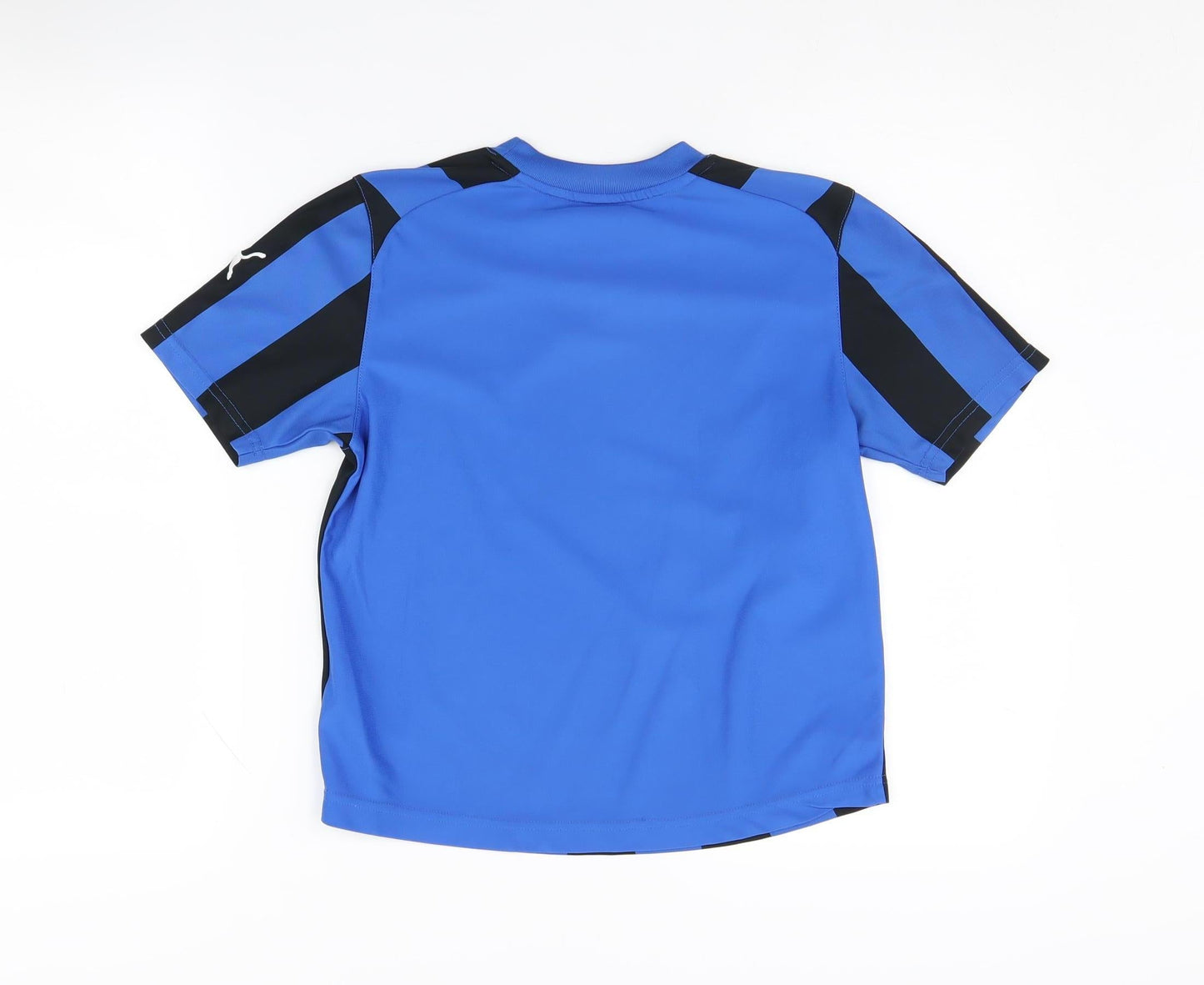 Puma Boys Blue Black Striped Sports T-Shirt Size 10-11 Yrs