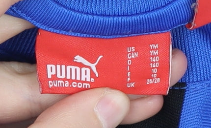 Puma Boys Blue Black Striped Sports T-Shirt Size 10-11 Yrs