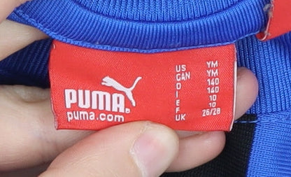 Puma Boys Blue Black Striped Sports T-Shirt Size 10-11 Yrs