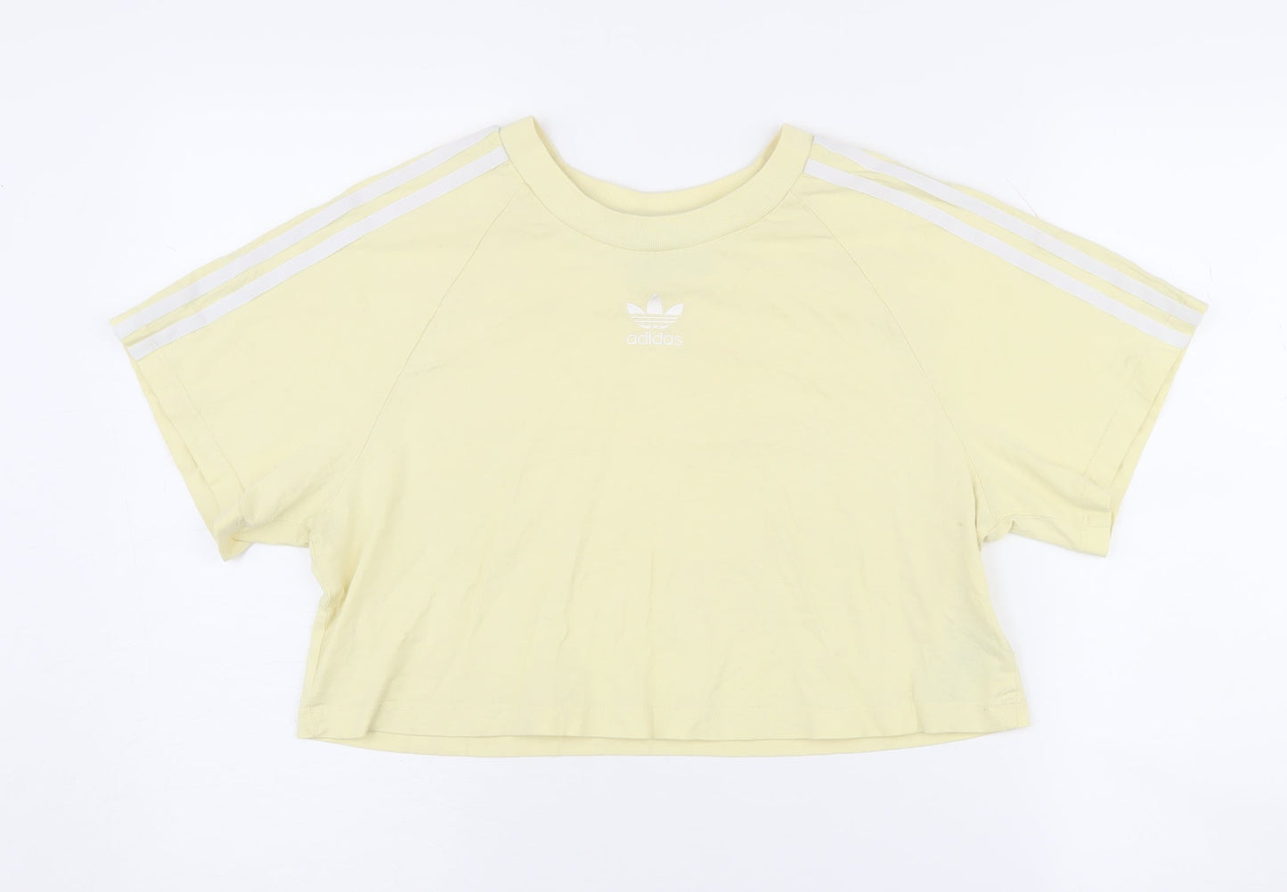 Womens UK Size 14 adidas Yellow Cropped T-Shirt