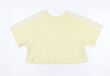 Womens UK Size 14 adidas Yellow Cropped T-Shirt