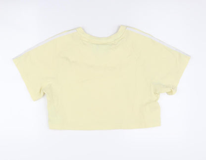 Womens UK Size 14 adidas Yellow Cropped T-Shirt