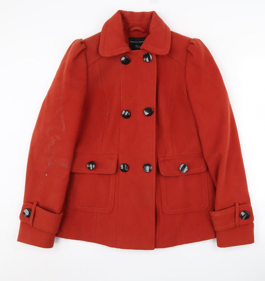 Womens UK Size 10 Dorothy Perkins Red Pea Coat