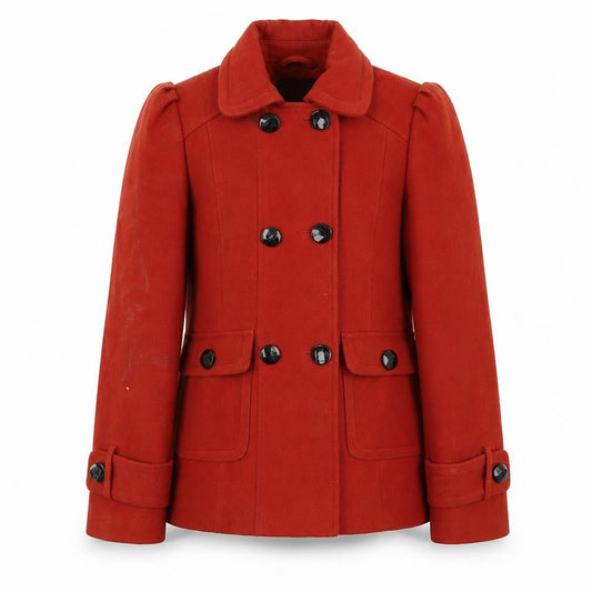 Womens UK Size 10 Dorothy Perkins Red Pea Coat