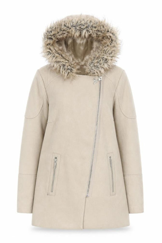 Front view of New Look Beige Hooded Coat, size 10