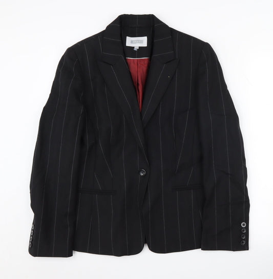 Next Women's Black Pinstripe Blazer, Size 14, Business Suit