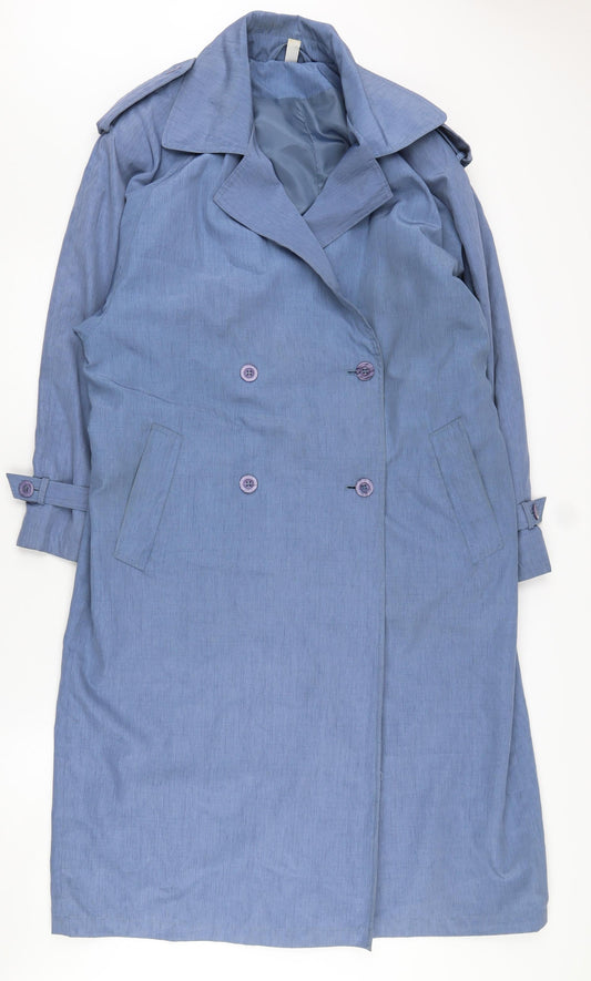 C&A Women's Blue Trench Coat, Size 16, Long Belted