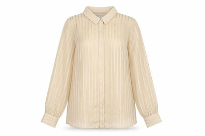 Womens UK Size L ICHI Beige Basic Button-Up