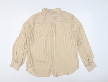 Womens UK Size L ICHI Beige Basic Button-Up