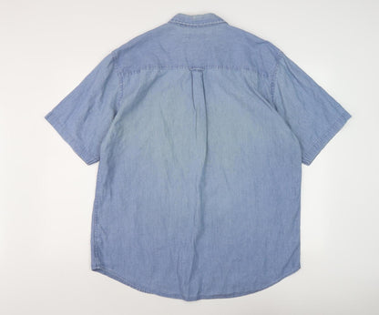 Hawkshead Men's Blue XL Denim Shirt, Casual Button-Up